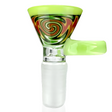 AFM Lucky Goat Rasta Vortex Glass Bowl, 14mm Female Joint, Borosilicate, Front View