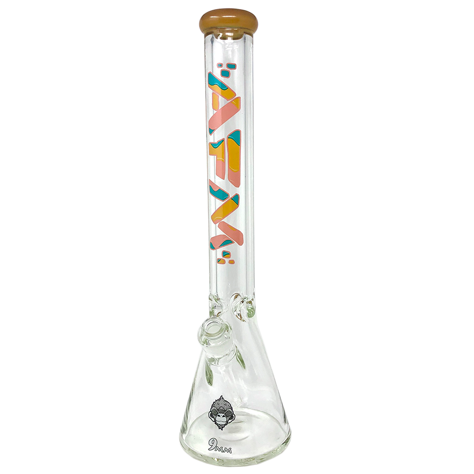 AFM Ice Cream Beaker Bong 9mm - 18" Front View with Colored Accents and 14mm Female Joint