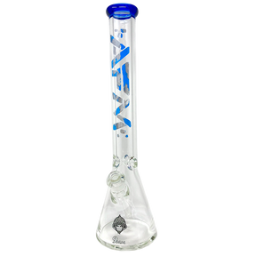 AFM Sky 9mm Thick Glass Beaker Bong with Blue Accents and Showerhead Perc - Front View