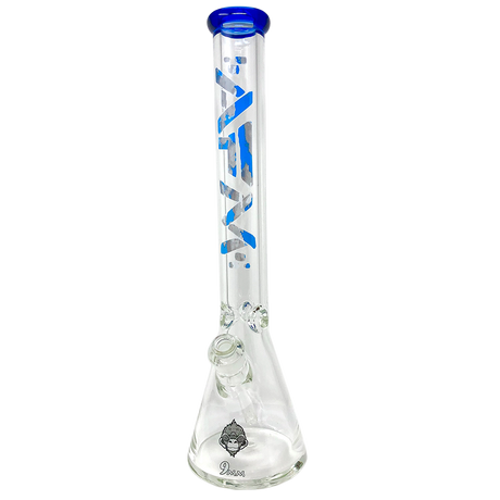 AFM Sky 9mm Thick Glass Beaker Bong with Blue Accents and Showerhead Perc - Front View