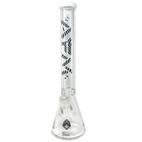 18" AFM Trippy Glass Beaker Bong, 9mm thick with showerhead perc, front view on white background