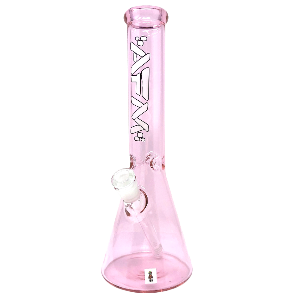 AFM Extraterrestrial Beaker Bong 12" in Full Color Pink with 14mm Female Joint - Front View