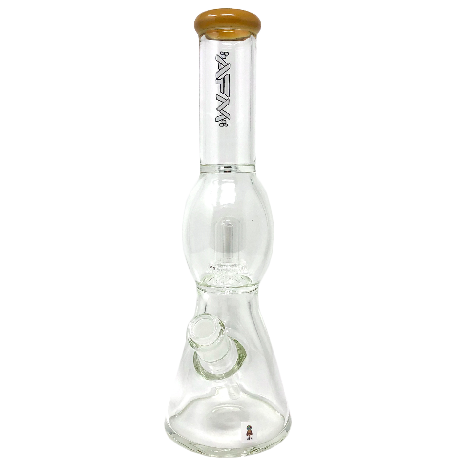 12" AFM Glass Beaker Bong with UFO Color Lip and Showerhead Perc - Front View