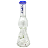 12" AFM Glass Beaker Bong with UFO Color Lip in Purple, Showerhead Perc, Front View on White Background