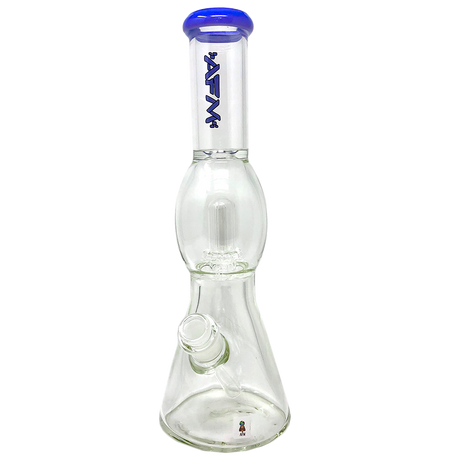 12" AFM Glass Beaker Bong with UFO Color Lip in Purple, Showerhead Perc, Front View on White Background