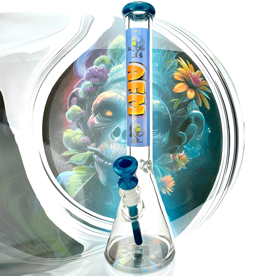 AFM 18" AI God Horus 9mm Beaker Bong with Dry-Catcher in Clear Borosilicate Glass