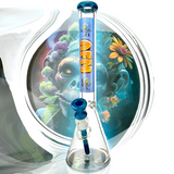 AFM AI God Horus 9mm Glass Beaker Bong with Colorful Artwork - Front View