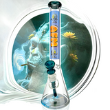 AFM AI God Osiris 9mm Beaker Bong with Ash Catcher, Front View on White Background