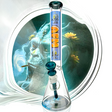 AFM AI God Osiris 9mm Beaker Bong Bundle, 18" with Colorful Artwork - Front View