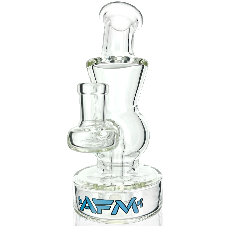 AFM 6" Full Color Glass Mini Dab Rig with 14mm Female Joint, Front View on White