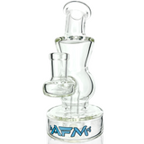 AFM 6" Full Color Glass Mini Dab Rig with 14mm Female Joint, Front View on White