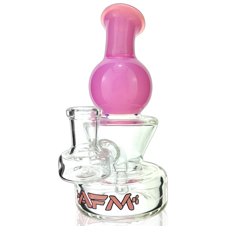 AFM Ice Cream Glass Mini Rig with Bent Neck and Pink Accents, 14mm Female Joint