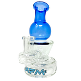 6" AFM Ice Cream Glass Mini Rig with blue accents and bent neck, front view on white background