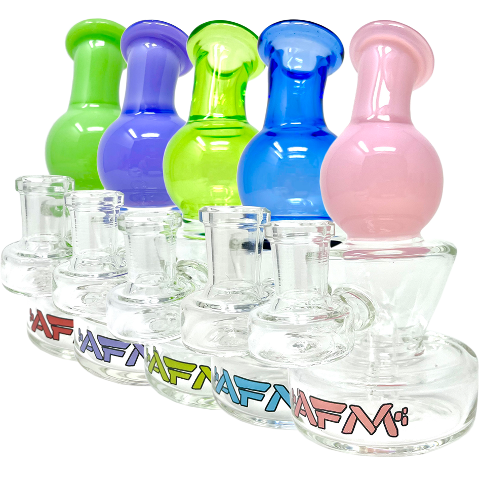 AFM Ice Cream Glass Mini Rigs in various colors with bent necks and 14mm female joints