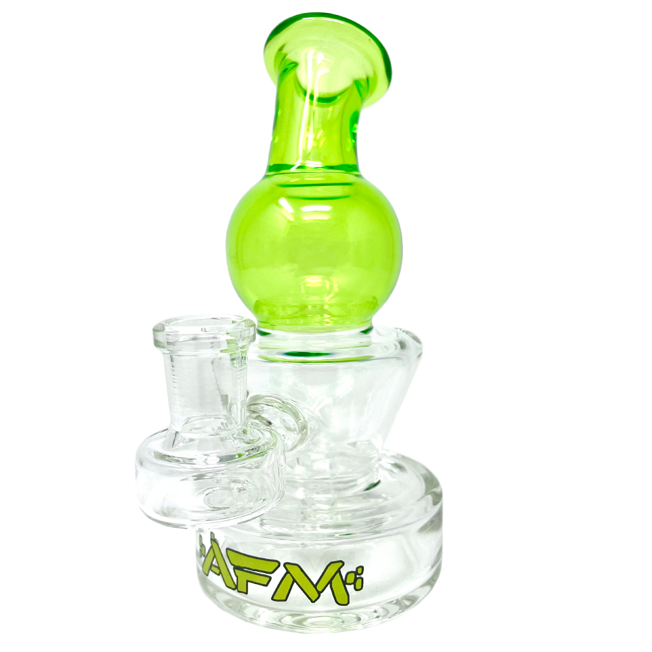 AFM Ice Cream Glass Mini Rig, 6 Inch, Bent Neck with 14mm Female Joint and Color Accents