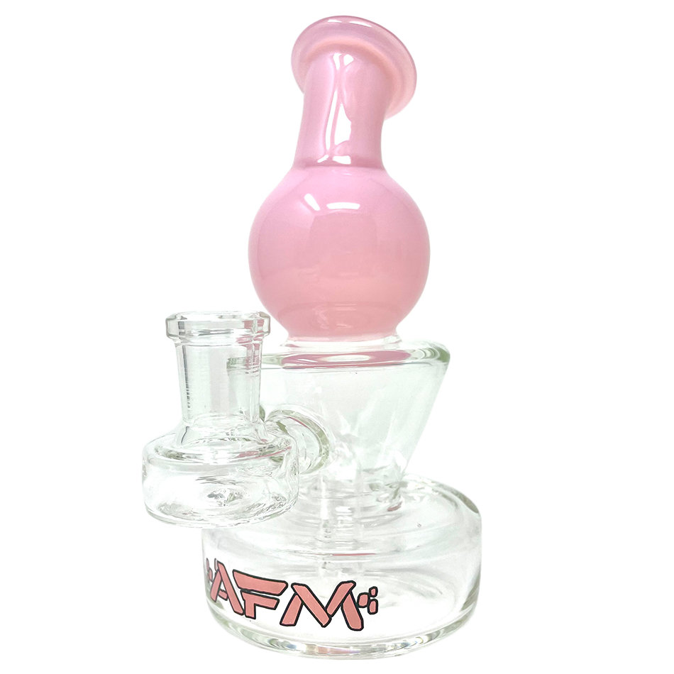 AFM Ice Cream Glass Mini Rig, 6 Inch, 14mm Female Joint, Bent Neck with Color Accents, Front View