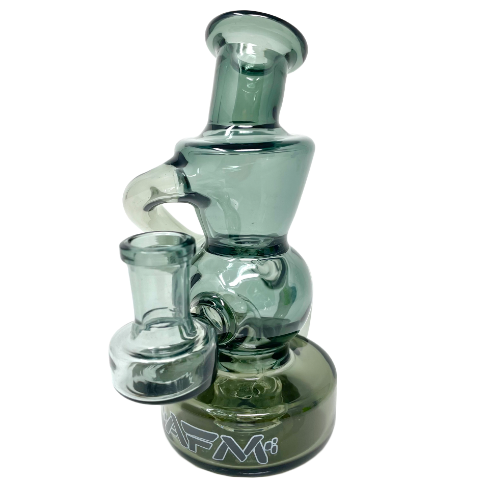 AFM Mini Recycler Dab Rig in Full Color, 6" with Showerhead Perc, Front View