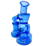 AFM Mini Recycler Dab Rig in Full Blue Color, 6" with Showerhead Perc, Front View