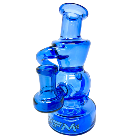 AFM Mini Recycler Dab Rig in Full Blue Color, 6" with Showerhead Perc, Front View