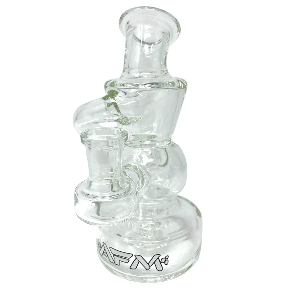 AFM Mini Recycler Dab Rig with Showerhead Perc, 6 Inch Tall, 14mm Female Joint, Clear Borosilicate Glass