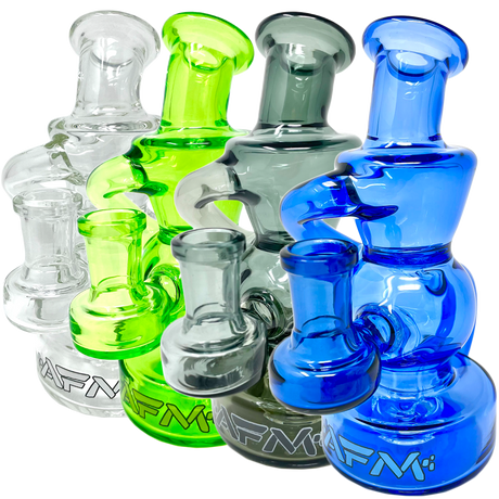 AFM Mini Recycler Dab Rigs in Full Color 6" with Showerhead Perc, angled side view