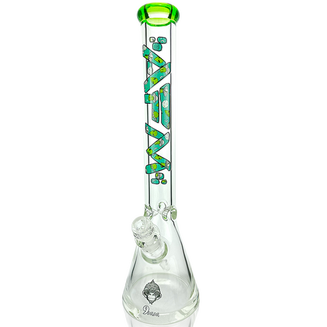 AFM Glass 18" Green Alien Beaker Bong with 9mm Thick Borosilicate Glass - Front View