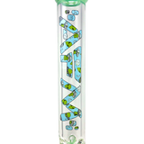 18" AFM Glass Beaker Bong with Green Alien Graphics, 14mm Female Joint, Front View