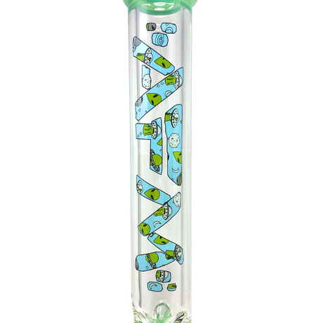 18" AFM Glass Beaker Bong with Green Alien Graphics, 14mm Female Joint, Front View