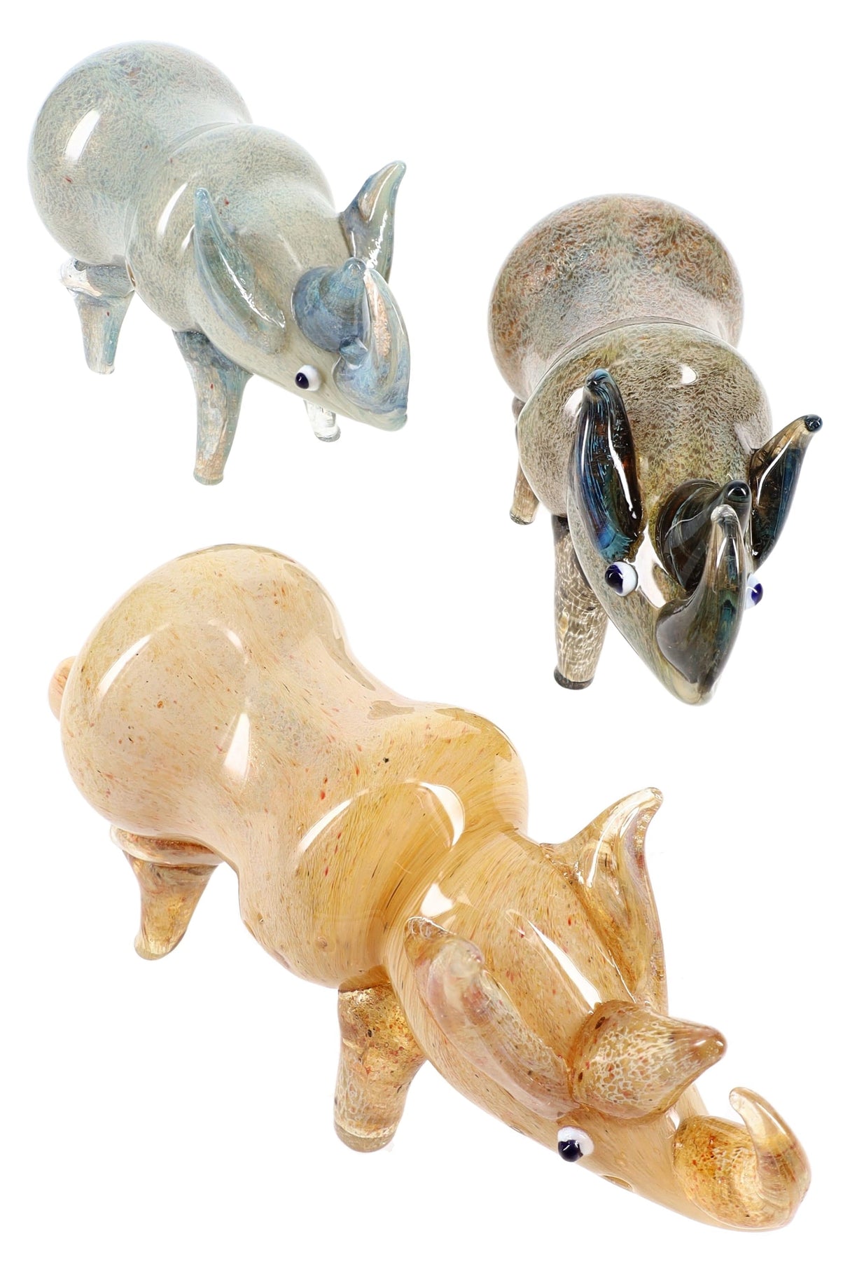 Silver Fumed Glass Rhino Hand Pipe “Savanna Stomper” – Assorted Colors