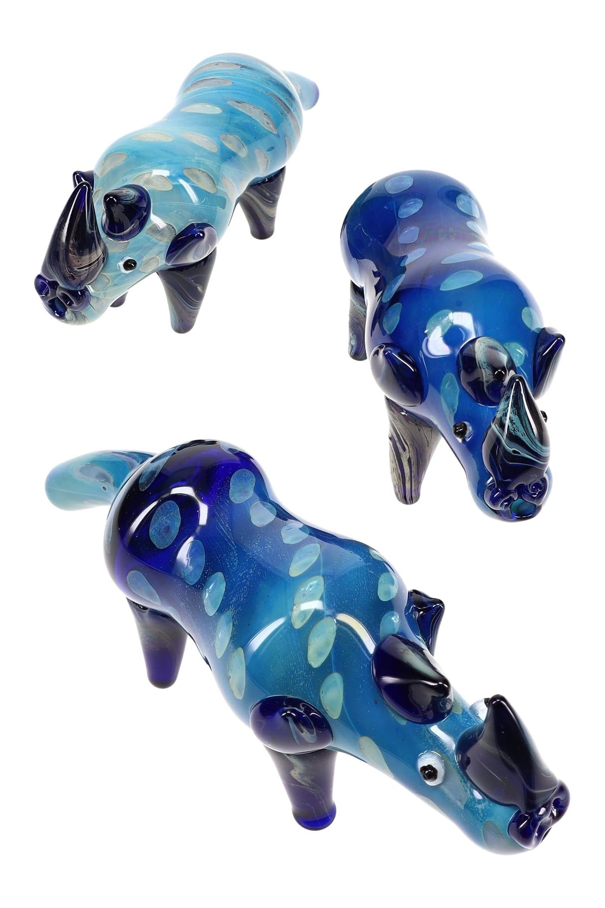 Silver Fumed Bubble-Dot Glass Rhino Hand Pipe “Savanna Tank” – Assorted Colors