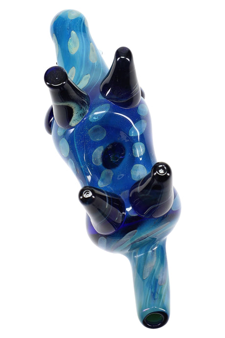 Silver Fumed Bubble-Dot Glass Rhino Hand Pipe “Savanna Tank” – Assorted Colors
