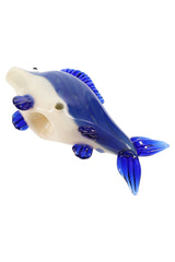 Glass Fish Hand Pipe “Reef Runner” – Silver Fumed – Assorted Colors