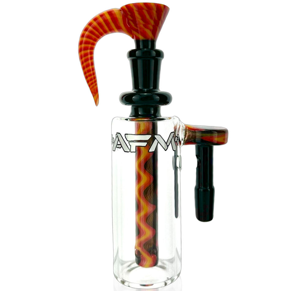 5" AFM Reversal WigWag Glass Ash-Catcher with Matching Bowl, 14mm Female Joint, Front View