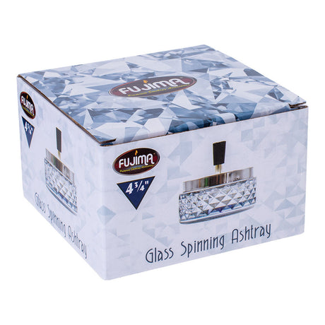 Fujima Gem-cut Glass Spinning Ashtray in Box - 4.75" Elegant Design
