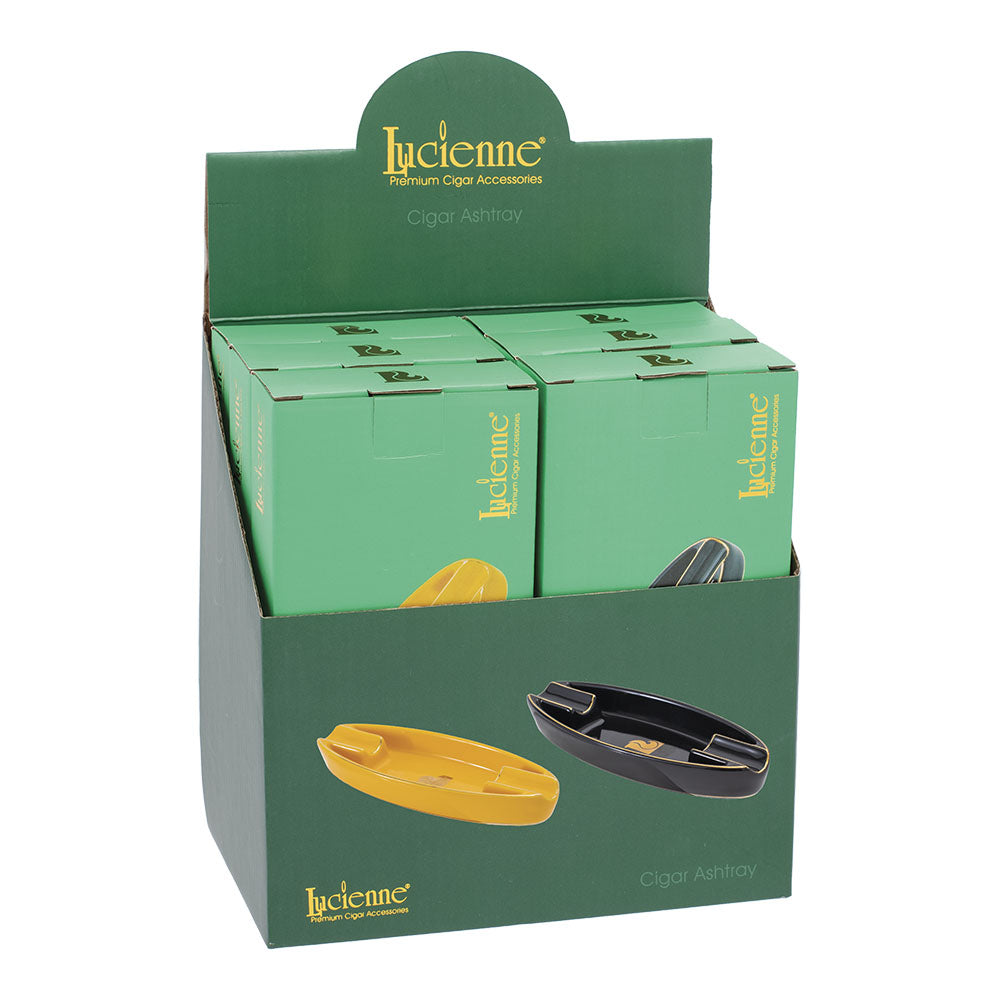 Lucienne Ceramic Canoe-Shape Cigar Ashtray 7.1" - 6PC Set in Assorted Colors