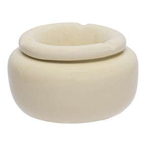 Fujima Moroccan Ceramic Ashtray in White Pearl, 5" Top View on Seamless White Background