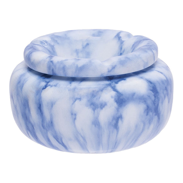 Fujima Moroccan Ceramic Ashtray in Marble Blue, 5" Size - Top View on White Background