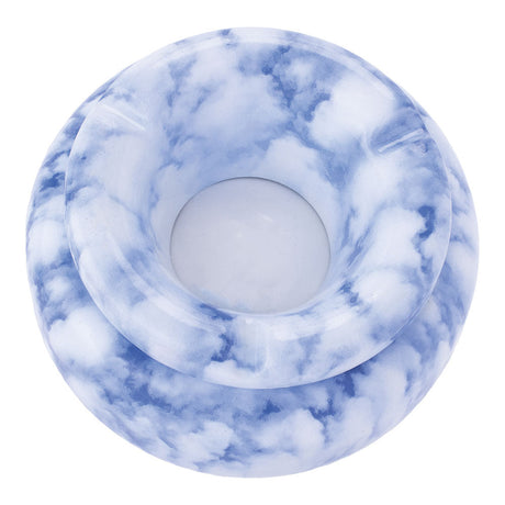 Fujima Moroccan Ceramic Ashtray in Marble Blue, Top View, 5 inches - Elegant Home Accessory