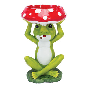 Fujima Mushroom Frog Jumbo Ashtray in Polyresin, 19" with Colorful Design - Front View