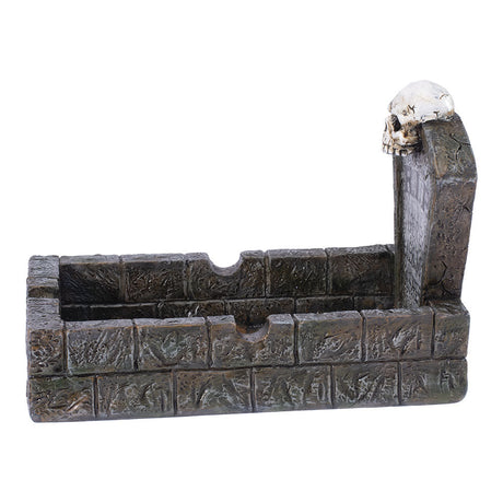 Fujima RIP Tombstone Ashtray - Polyresin Gothic Design with Skull Detail - Front View