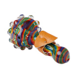 Cheech Glass 3.5" When It Rains Spoon Pipe with vibrant colored stripes and glass bubbles