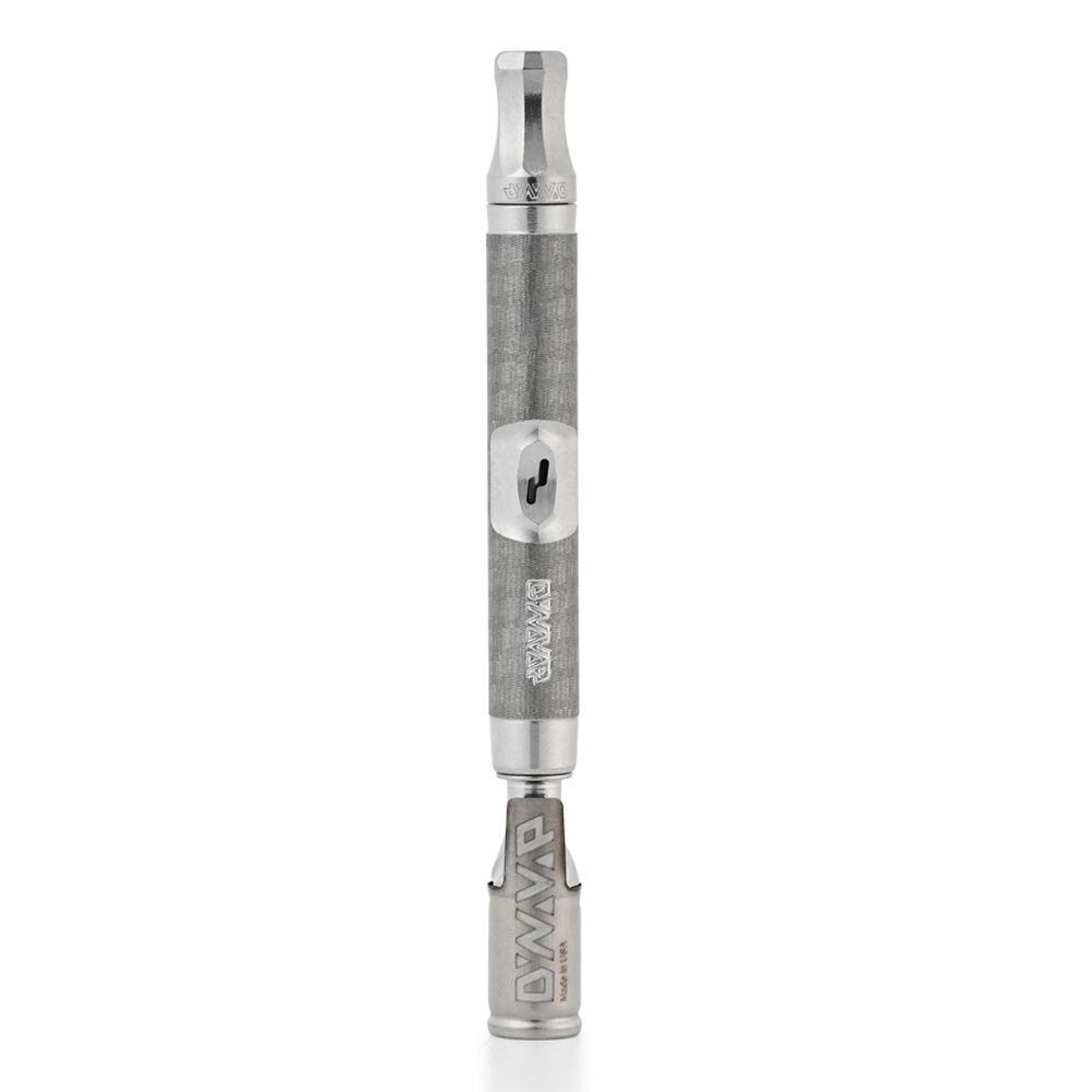DynaVap The M 7 XL vaporizer standing vertically with the cap on, showing its extended length and profile.