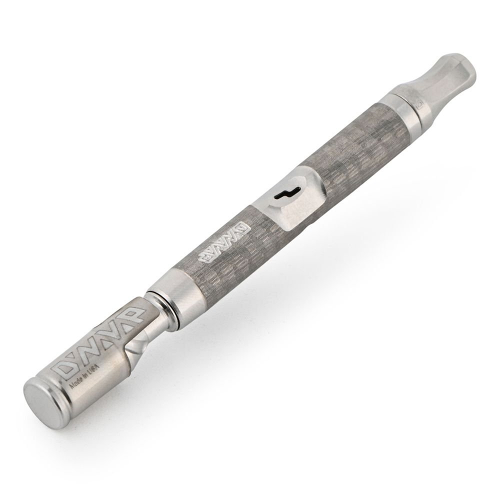 DynaVap The M 7 XL vaporizer shown at an angle, highlighting the length and stainless steel construction.