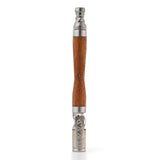 DynaVap WoodWynd Ipe angled product shot from February 2026, showing the wood stem and stainless steel cap.