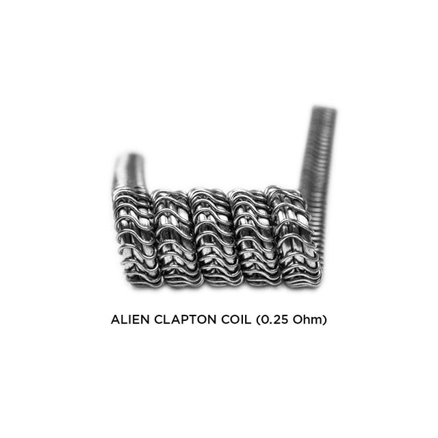 Medusa Customs Alien Clapton Pre-Built Coils 5-Pack, 0.25 Ohm, close-up view on white background