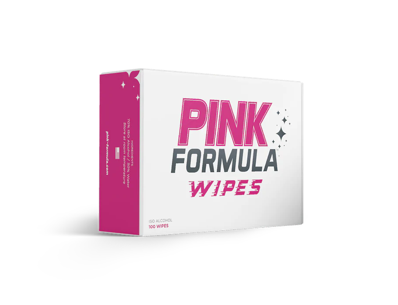 Pink Formula ISO Wipes - All Purpose Cleaning, Front View on Seamless White Background