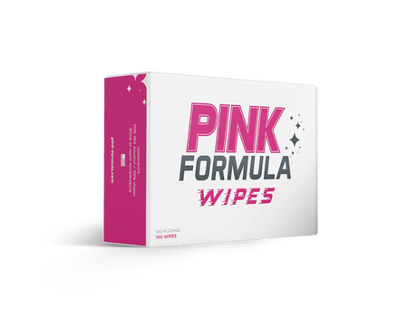 Pink Formula ISO Wipes - All Purpose Cleaning, Front View on Seamless White Background