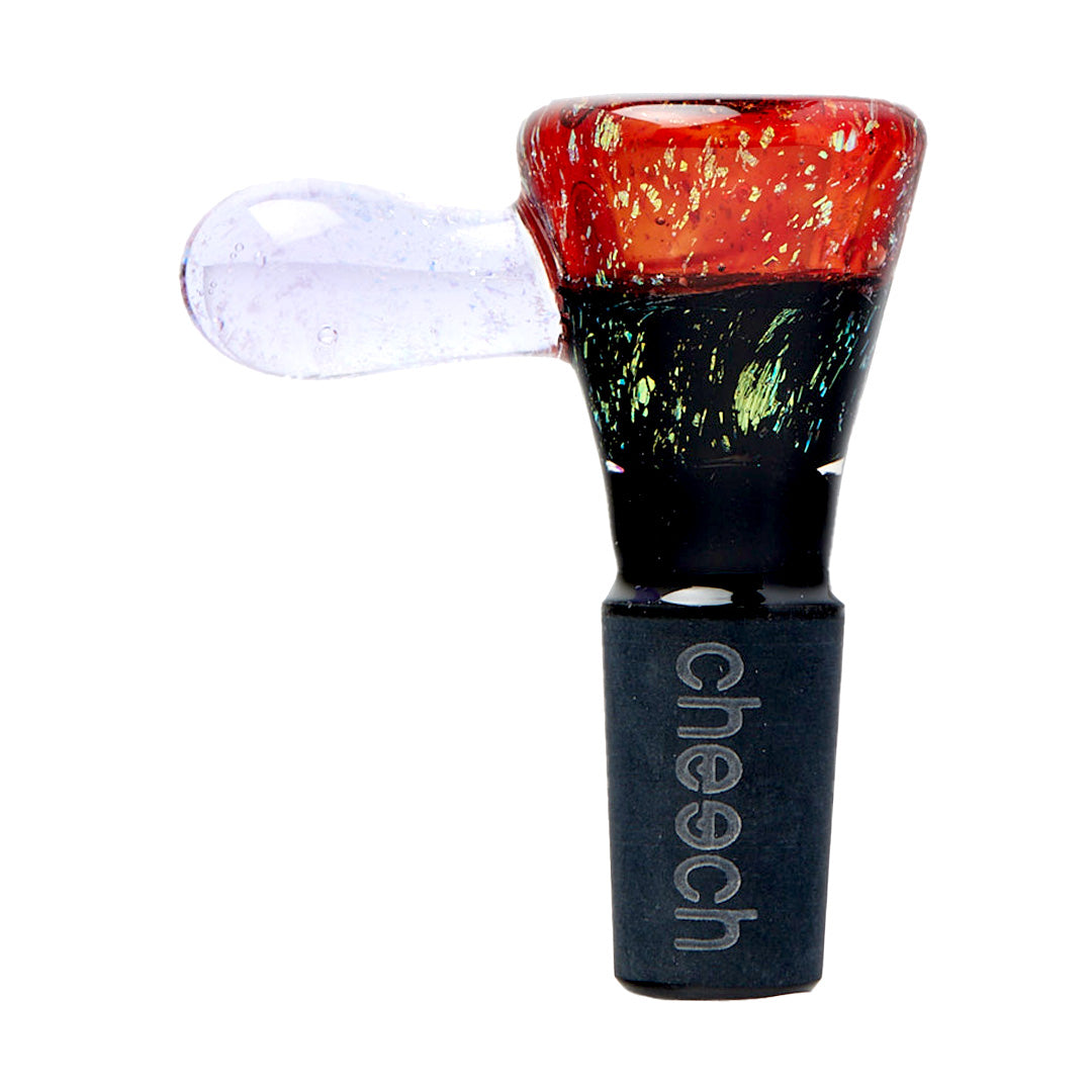 Cheech Glass 2" Transparent Dichro Bowl Slide in Amber, Front View on White Background