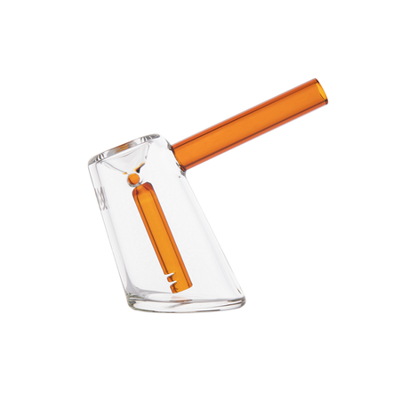 MJ Arsenal Fulcrum Bubbler in Amber - Borosilicate Glass Side View on White Background