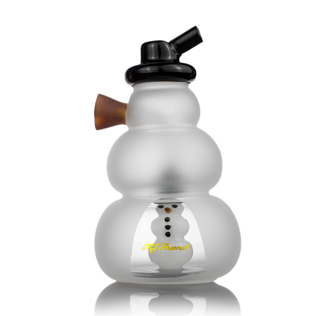 MJ Arsenal Snowperson Blunt Bubbler, Borosilicate Glass, Front View on White Background